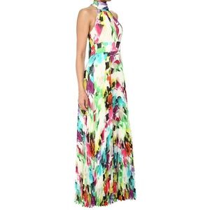 Stunning Eliza J halter floral pleated maxi dress